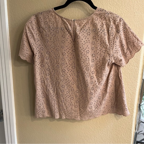 OAK + FORT | tan eyelet blouse | small - Picture 3 of 4